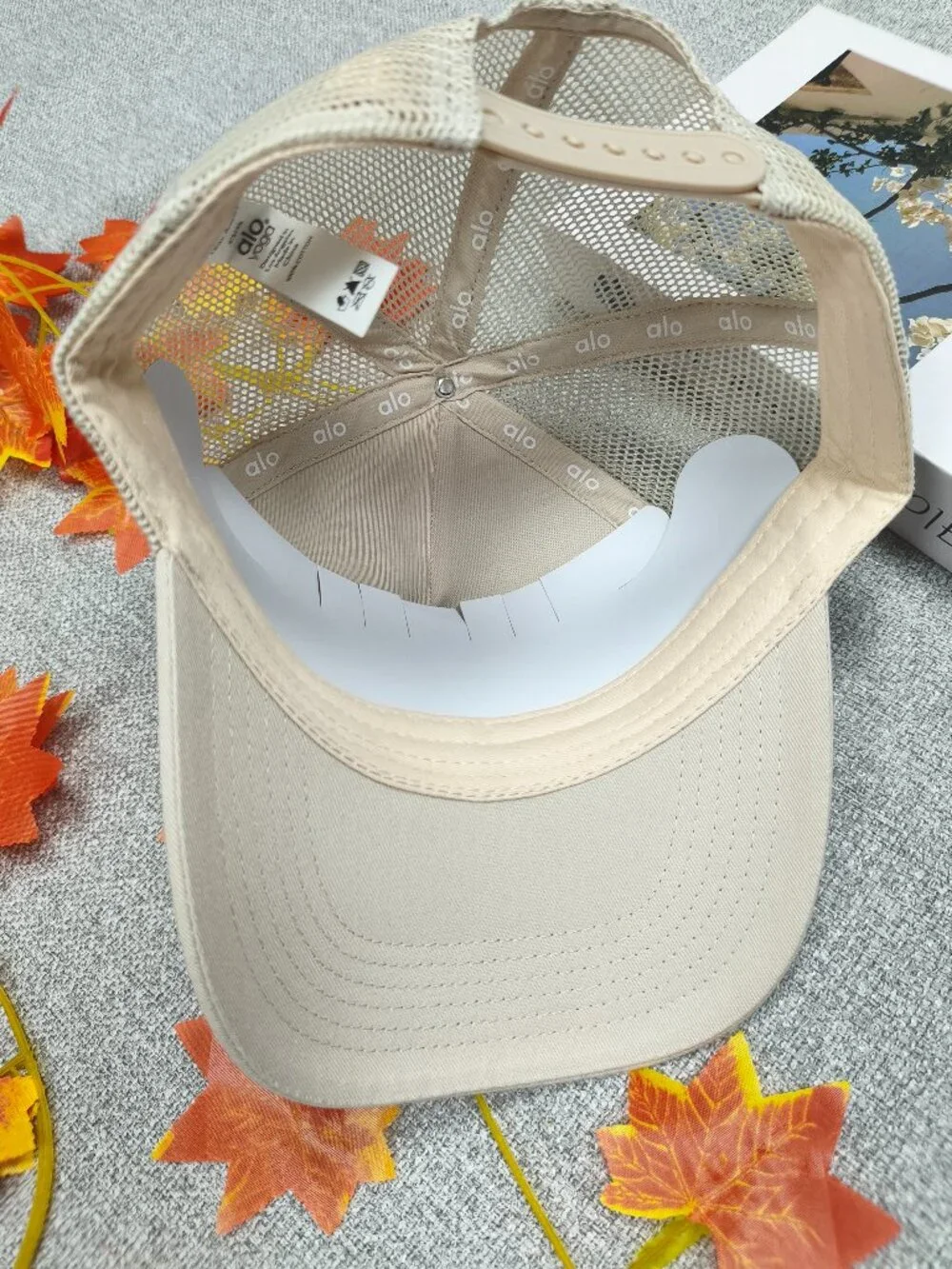 Alo Yoga District Trucker Hat Bone Color Adjustable Breathable Mesh Cap💛🍋